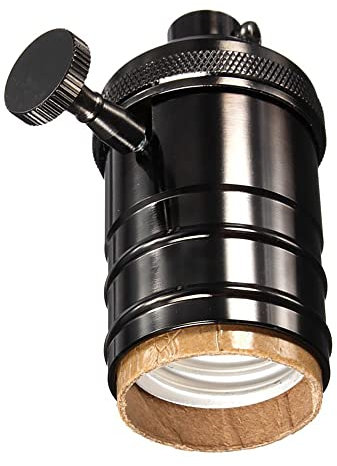 Retro-Lampenfassung, Edison-Antik-Aluminium-Hängelampenfassung mit Drehschalter für E26/E27-Beleuchtung (schwarz)