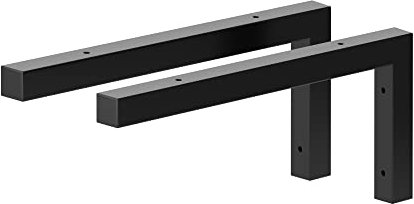 2x sossai® Stahl Waschtischkonsole 40 cm, L-Profil, schwarzmatt für Waschbecken Waschtisch