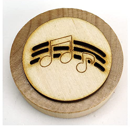 DLM 32697 (Kit 12 Pezzi) Apri Bottiglie Apribottiglie con Calamita Moderno Design Tondo in Legno + Scatolina in bambù Laurea in Musica Pentagramma Note Musicali bomboniera