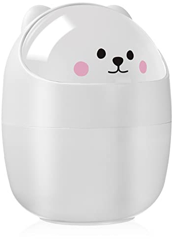 Homoyoyo 1 Pc Poubelle Mini Corbeille En Forme D'ours Bacs De Rangement En Plastique Stylo Porte-crayon Boîte De Recyclage De Petite Taille Bureau Blanche Table Basse Avec Couverture