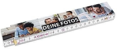 2 Meter Zollstock bedrucken mit 4 Fotos - Beidseitig bedruckter Zollstock mit 4 Bilder personalisierte Geschenke für Handwerker | Buchenholz