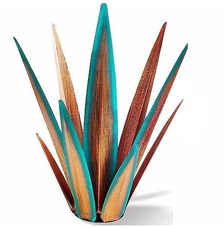 ISTOVO Grande Sculpture Rustique En Métal Agave Plantes Fit pour Extérieur Patio Yard, Décor Peint À La Main 55cm