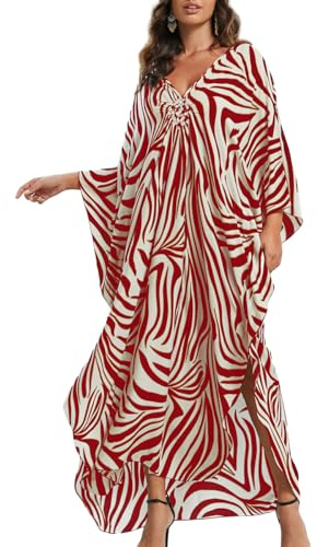 Bsubseach Robes Kaftan Formelles Pour Femme Rayures Zébrées Imprimées Maillot De Bain Caftan Ample Caftan Vneck Pour Femme Lounge Wear Robe Maison