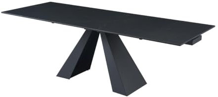 Pascal Morabito Vente-Unique-Esstisch ausziehbar - 6 bis 10 Personen - Sicherheitsglas, Keramik & Metall - Marmor-Optik Schwarz - LOZIPA
