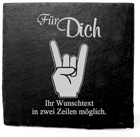 Deko Schiefer Untersetzer personalisiert Pommesgabel - Für Dich - 11x11cm Schwarz Bierdeckel Tischdeko Bieruntersetzer Weinuntersetzer