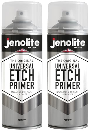 JENOLITE Universal Etch Primer Spray Paint Grey 2 x 400ml Metal Primer | High Performance Acid Etch Primer for Aluminium, Galvanised Steel, Stainless Steel & Difficult Metal Surfaces