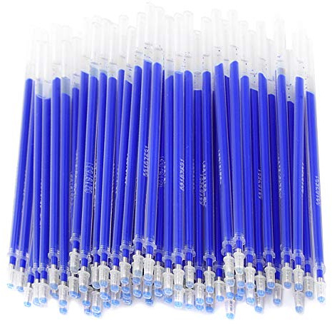 Recambio Bolígrafo Tela, 100 Piezas Borrable por Calor Azul | tinta desaparece alta temperatura, bolígrafo para costura y patchwork, recambio termoborrable