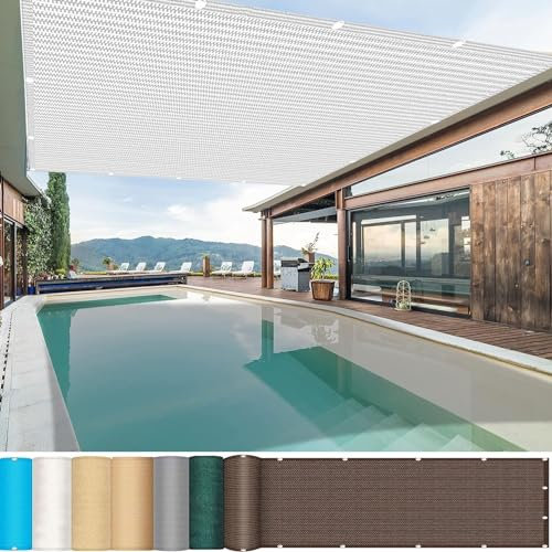 Vela Ombreggiante Rettangolare 3.8 x 10 m Protezione Raggi UV in Tessuto HDPE Vela Ombreggiante Parasole con Occhielli Tenda a Vela per Esterno Giardino, Bianco