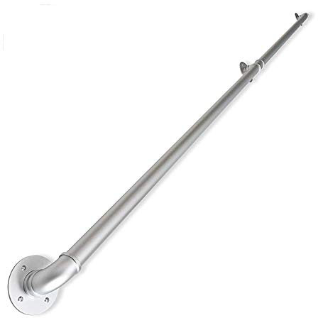 Treppengeländer-Geländer-Set, modernes silbernes Treppengeländer, Treppengeländer, verzinktes Eisen für Treppen, Innen- und Außenstufen, Metall, Schmiedeeisen/420 cm (14 Fuß)