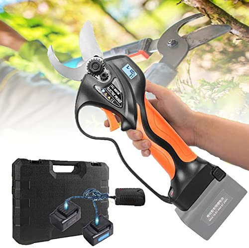 LIDDFAFA Tijeras de podar inalámbs de 16,8 V, podadora de árboles Extensible, Tijeras de podar elécts, diámetro de Corte de 32 mm, Tijeras de podar elécts para jardín, para baterías, Pantalla