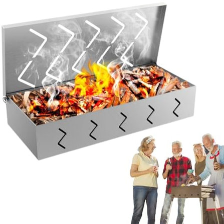 Scatola per affumicatura in trincione, in acciaio inox per grigliare, 22 x 10 cm, per campeggio, attrezzatura da cucina da campeggio