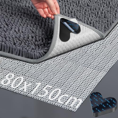 Mbsomnus 80×150cm Antirutschmatte für Teppich mit 8 Stück Teppich Antirutsch Pads Anti Rutsch Teppichunterlage rutschfeste Unterlage Gleitschutz Antirutschmatte Teppiche für Blatt Tischtücher Sofas