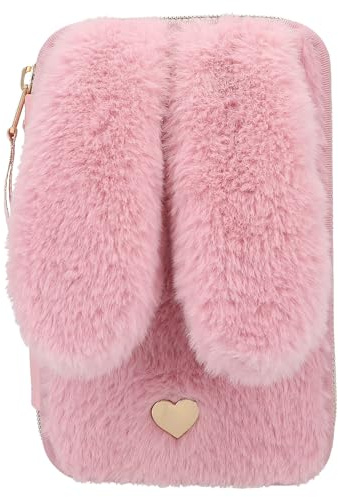 Depesche 12864 Princess Mimi Bunny Ballet - Gefüllte 2-Fach Federtasche mit rosa Plüschfell und langen Ohren, Federmappe mit Buntstiften, Radierer, Spitzer uvm.