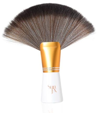 SunFX Finishing Powder Brush | Large Professional Fan Brush for Salon Use | Perfect For Spray Tan Powder | White