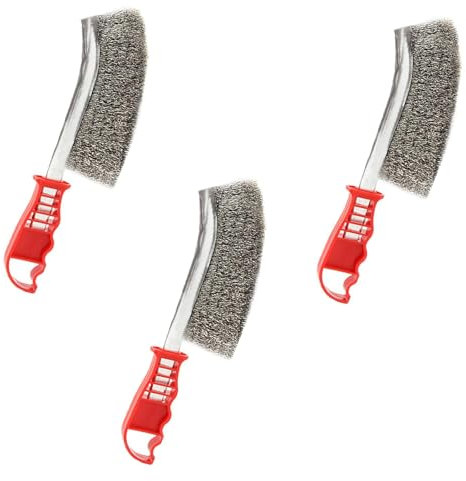 3 Pezzi Spazzola Metallica Spazzola Acciaio per la Pulizia con Impugnatura in Plastica Spazzole in Filo per togliere la ruggine e pulire