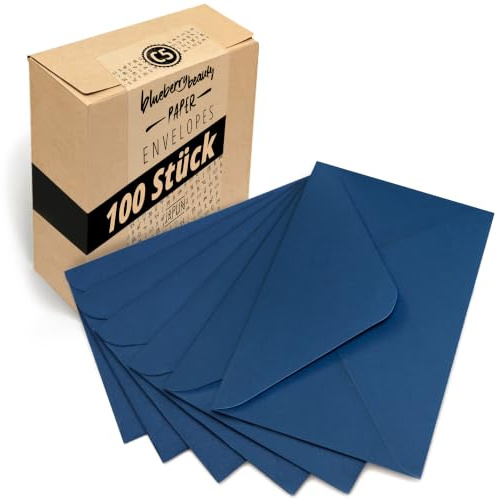 Japun - Briefumschläge (100 Stück) - DIN C5, 220 x 156 mm, blau | Kuvert aus 140 g/m² Papier, Umschlag mit Nassklebung ohne Fenster, für Einladungen zum Beschriften und Bedrucken
