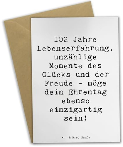 Mr. & Mrs. Panda Beileidskarte Spruch 102. Geburtstag Glück - Geschenk, Langlebigkeit, Glückwunschkarte, Geburtstagsgeschenk, weihnachtskarten, einladungskarten, Jubilar, osterkarte, Lebensjubiläum