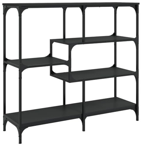 ULUYYUC Bistrotisch Beistelltisch Outdoor Wetterfest Wohnzimmertisch Laptoptisch - Konsolentisch Schwarz 103x32x95 cm Holzwerkstoff für Wohnbereich Schlafzimmer Garten Balkon