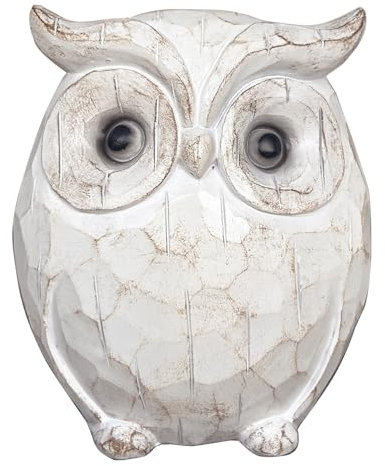 QIAOIDEA Rustic Carved Owl Figurine - Chubby Owl Decor for Home and Office - Shelf, Desktop, Cabinet, Fireplace Mantel