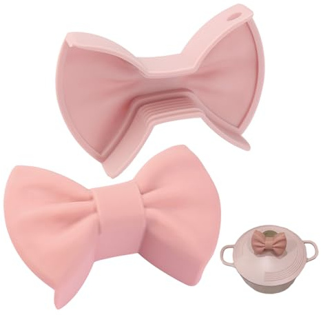 Ofenhandschuhe aus Silikon zum Kochen Kneifgriffe Ofenhandschuhe mit Fliege hitzebeständig Küchentopflappen zum Backen 1 Paar rosa Ofenhandschuhe aus Silikon