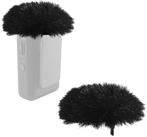 2 Pack Mic Windscreen for DJI MIC 2, Furry Wind Muff Mic Foam Mic Cover Pop Filter for Microphone (Black)