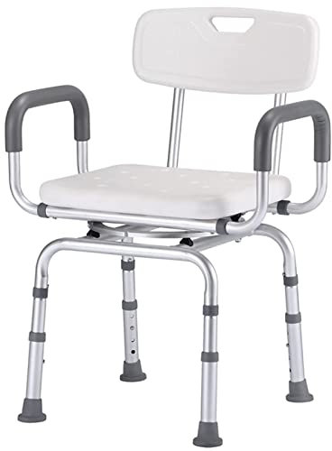 Silla de ducha giratoria con rieles para ancianos, asiento de baño antideslizante ajustable con respaldo y taburete resistente para personas mayores con rotación de 360°