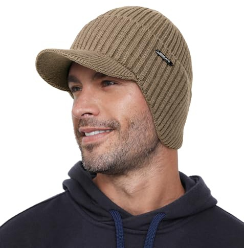Wmcaps Wintermütze mit Ohrenschützern und Schirm für Herren | Ultrawarme Fleece, Kompletter Ohrenschutz, schützt vor Sonne, Regen und Schnee, für Winter & Outdoor, Geschenk für Männer