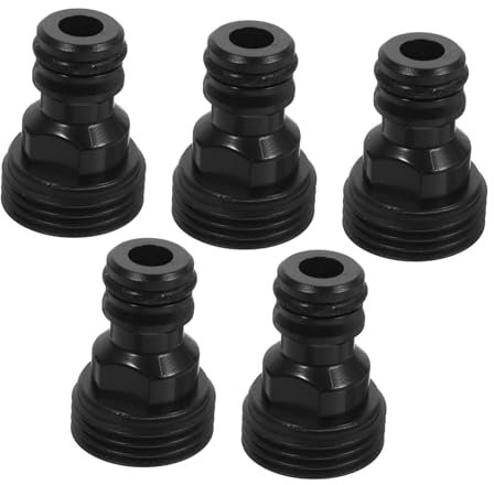 ANDRESLAD 5pcs Black Hose Quick Connect Water Inlet Adapter Faucet Inlet Hose Connector Coupler for Washing Machine and Plumbing Applications