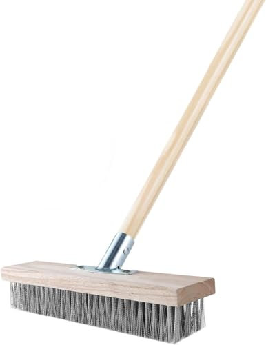 WY8 Heavy Duty Wire Broom Set Ultimate Moss Removal Solution - Stainless Steel Head, Outdoor Floor Brush for Pool Joint Cleaning, Patio Algae & Weed Moss Remover - Durable Handle Included