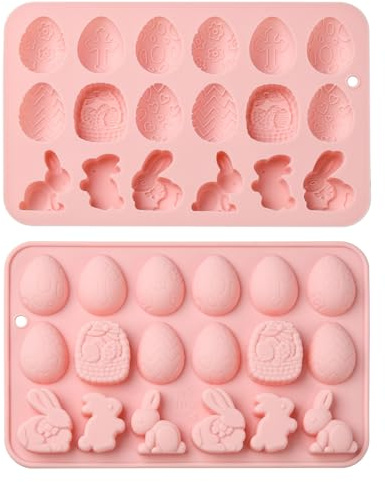UR URLIFEHALL 2 Pcs Easter Silicone Moulds Egg Bunny Rabbit Shaped Chocolate Moulds for Fondant Candy Jelly Ice Cube Cake Party Food Decoration