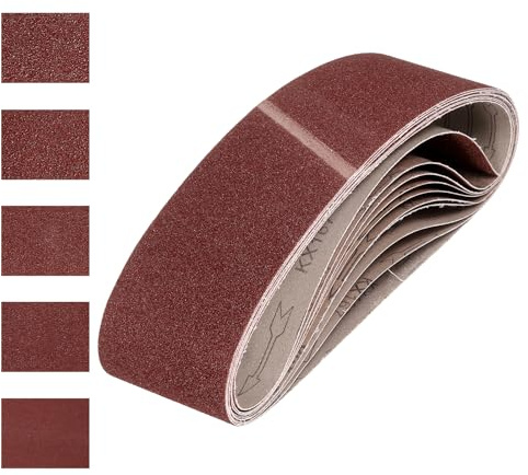 QUARKZMAN 10Pz Nastri Abrasivi 100mm x 915mm 60/80/120/240/320 Grana | Carta Vetrata, per Levigatrice Ossido di Allumina, per Lavorazione Legno, Lucidatura Metalli, Affilatura Coltelli