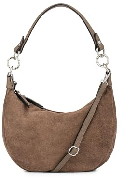 Caspar Wildleder Hobo Bag Damen Schultertasche aus echtem Leder mit verstellbarem Crossbody Gurt - PREMIUM LINE - Modell No.857 - Made in Italy