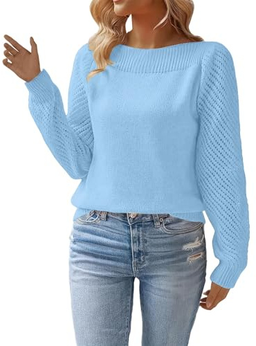 Jersey para mujer, elegante, cuello redondo, manga larga, casual, suéteres de punto grueso, térmico, otoño, cálido, elástico, cómodo, ajuste ajustado, camiseta de color sólido