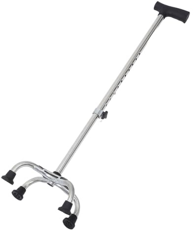 Garneck Bastón de Equilibrio Ajustable para Personas Mayores Acero Inoxidable Base Plana de Cuatro Patas Antideslizante Adecuado para Uso Diario y Senderismo Soporte de Estabilidad