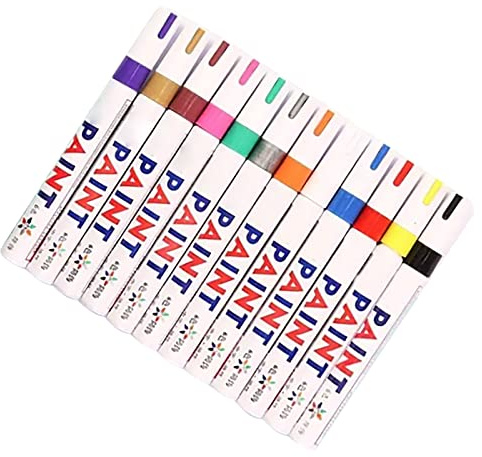 RASTKY Pennarelli Graffiti Pennarelli a Vernice Ad Asciugatura Rapida Colori Assortiti per Vetro Legno Metallo, 12 Pezzi Design Impermeabili per Porcellana Ceramica, Metallo Acquerello