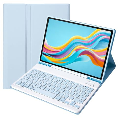 leleyo Custodia con tastiera per Samsung Galaxy Tab A11+/A9 Plus 11 Tablet Cover tastiera magnetica rimovibile QWERTY per Tab A11+,blu