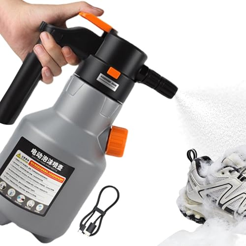 Akku-Schaumsprüher | 2L Tragbar Wiederaufladbar mit Messbecher - Elektrischer Schaumsprüher für Autowäsche - für Innen- und Außenbereich, Garten, Hof, Terrasse, Fahrzeugreinigung und -detaillierung, G