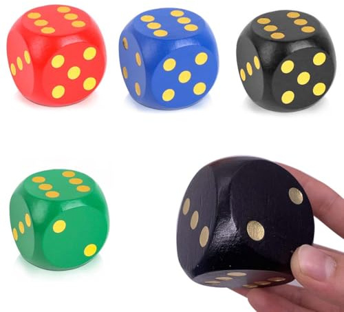 UYVPAER 4 Stück 5Cm Holzwürfel Groß, Spielwürfel Aus Holz Mit Abgerundeten Kanten, Große Würfel Für Brettspiele, Gesellschaftsspiele, Partyspiele