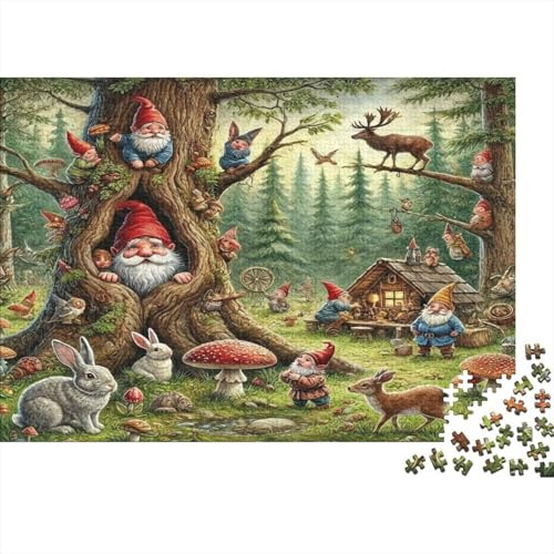 Garden Gnomes Fantasy 1000 Pc Sturdy Cardboard Jigsaw Puzzle Bundle Couple Partners Fun Challenge Brain Training Gifts Gift Idea 52x38cm/1000pcs