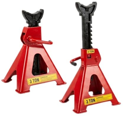 Yasta Coppia Cavalletti Auto E Moto 3 Tonnellate per Sollevamento Veicoli Con Doppio Blocco Perno Di Sicurezza Altezza Regolabile 9 Livelli Per SUV Furgoni Officina E Cambio Gomme Professionale