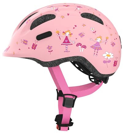 ABUS Kinderhelm Smiley 2.0 - Robuster Fahrradhelm für Mädchen und Jungs - Rosa mit Prinzessinnen-Muster, Größe M