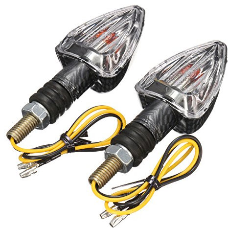 MOMOALA Alamor 2X Moto Segnale Lampada A Motore Moto E-Marcato Carbonio Mini Indicatori Freccia Lampadina 12V-Clear