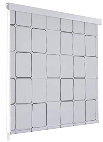 tidyard Duschrollo Wasserfest Duschvorhang Schnelltrocknend Badewannenvorhang Eva mit Aluminiumteilen Badvorhang für Bedezimmer - 120 x 240 cm Quadratmuster