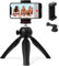 Polarduck Mini Phone Tripod Small Tabletop Travel Tripod for Cellphone with Phone Stand Holder, Gopro Mount & 360° Rotating Ballhead, Selfie Stick Compatible with Smartphone, Gopro and Projector