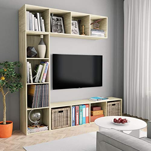 vidaXL Libreria/Mobile per TV Set da 3 pz Scaffalatura Libri Dvd Parete Attrezzata Porta TV Armadio Multimediale Pensili Salotto Rovere Sonoma