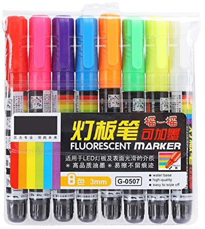 Atyhao Flüssiger Kreidestift, Textmarker Fluoreszierender Tafelstift Löschbarer bunter Marker Staubfreie Textmarker für Tafeln Kreidetafeln Windows GlasBasteln & Malen