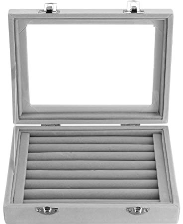 Aoyfuwell Portagioie con chiusura a chiave, organizer per gioielli, in velluto, con 9 griglie, vetrina per gioielli, anelli, orecchini, collane