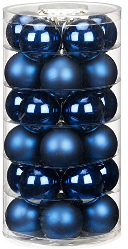 Inge Glas Weihnachtskugeln | Schöne Christbaumkugeln aus Glas | 30 Kugeln in Dose | Christbaumschmuck Weihnachtsbaumschmuck Weihnachtsbaumkugeln (Midnight Blue | Glanz/matt)