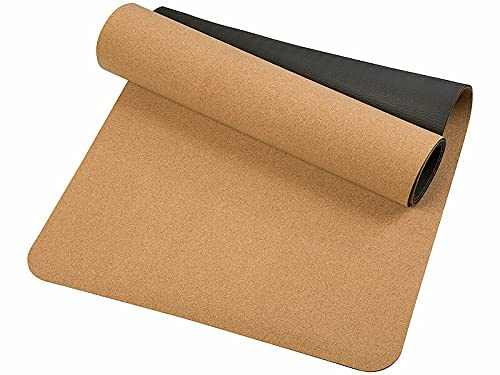 Newgen Medicals Yogamatte: rutschfeste Yoga-Matte aus Kork und Natur-Kautschuk, 173 x 61 x 0,5 cm (Bodenschutzmatte Fitness, Trainings-Matte, Anti Rutsch)