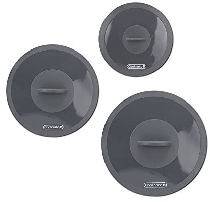 Coolinato Frischhaltedeckel aus Silikon, 3er Set 19cm, 21cm und 29cm, nachhaltige Silikondeckel dehnbar, Deckel für Teller, Töpfe, Schalen, Schüsseln, Dosen, Gläser
